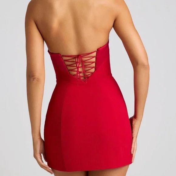 Oh Polly Red Strapless Mini Dress - Picture 2 of 4